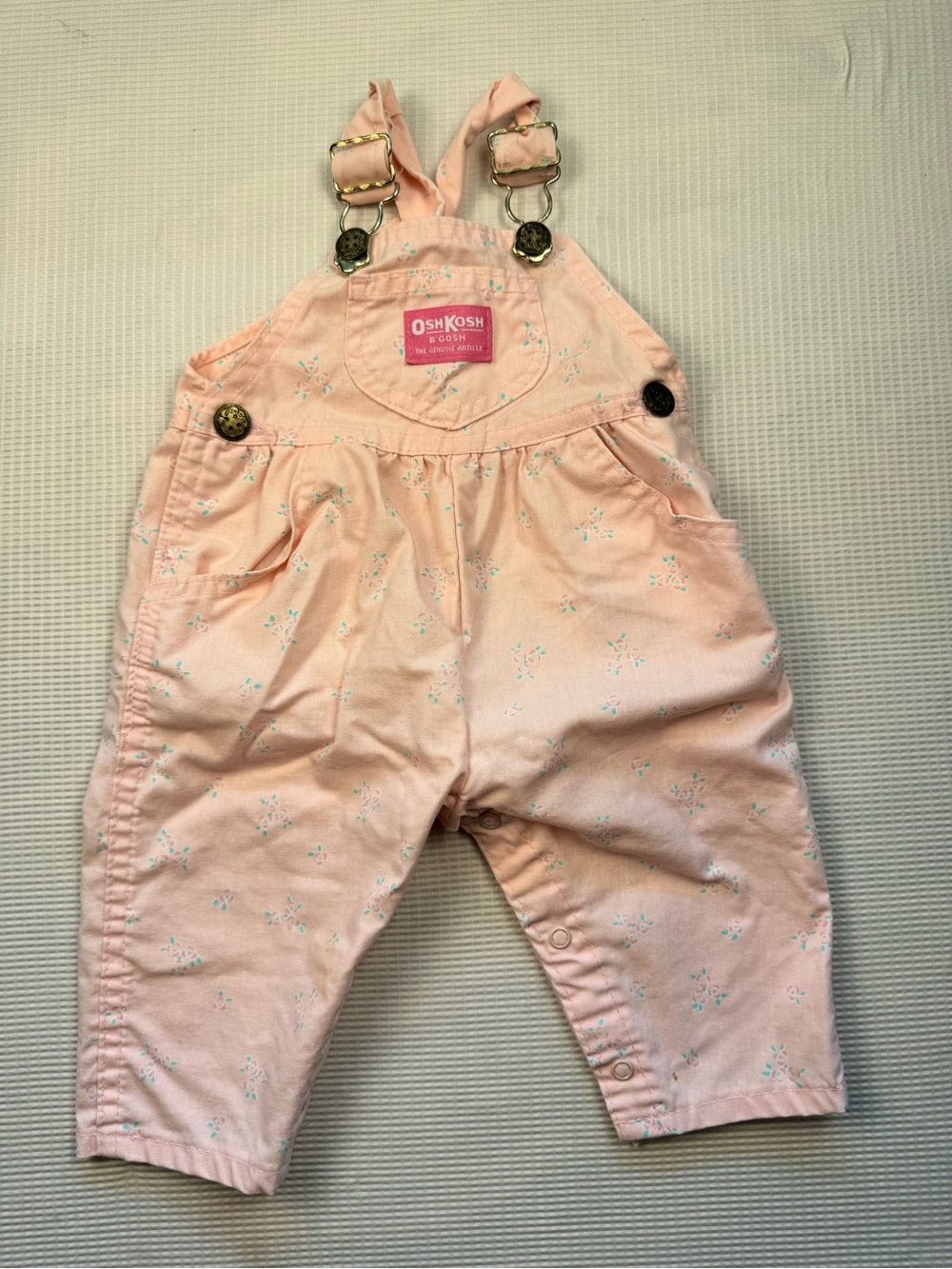 Vintage made in the USA OshKosh B'gosh Light Pink Floral Infant Overalls